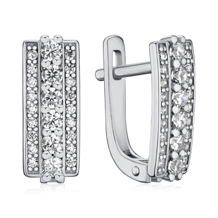 Срібні сережки з фіанітами 40491/12/1/55