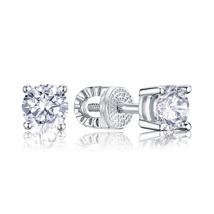 Серебряные пуссеты с фианитами S. Артикул 40502/12/1/4027