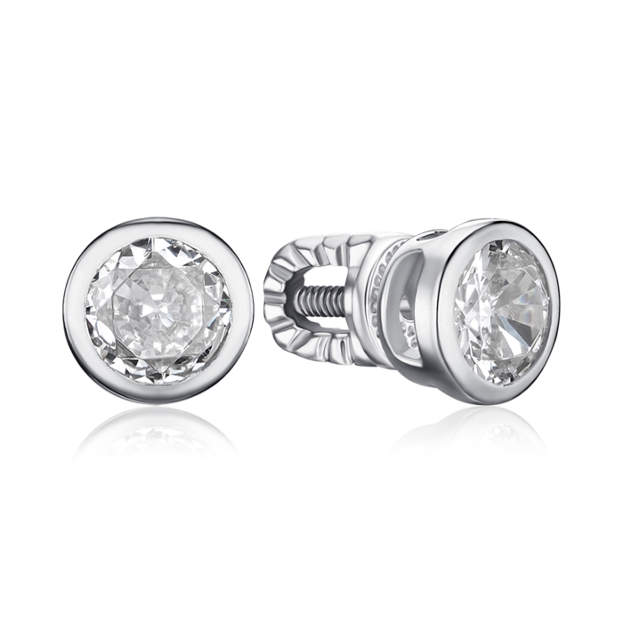 Серебряные серьги-пусcеты с фианитом 40504/12/1/29