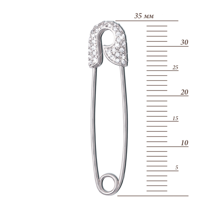 Золота брошка-булавка з фіанітами. Артикул 4051б
