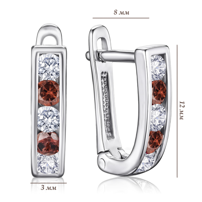 Срібні сережки з коньячними фіанітами 40515/12/1/183