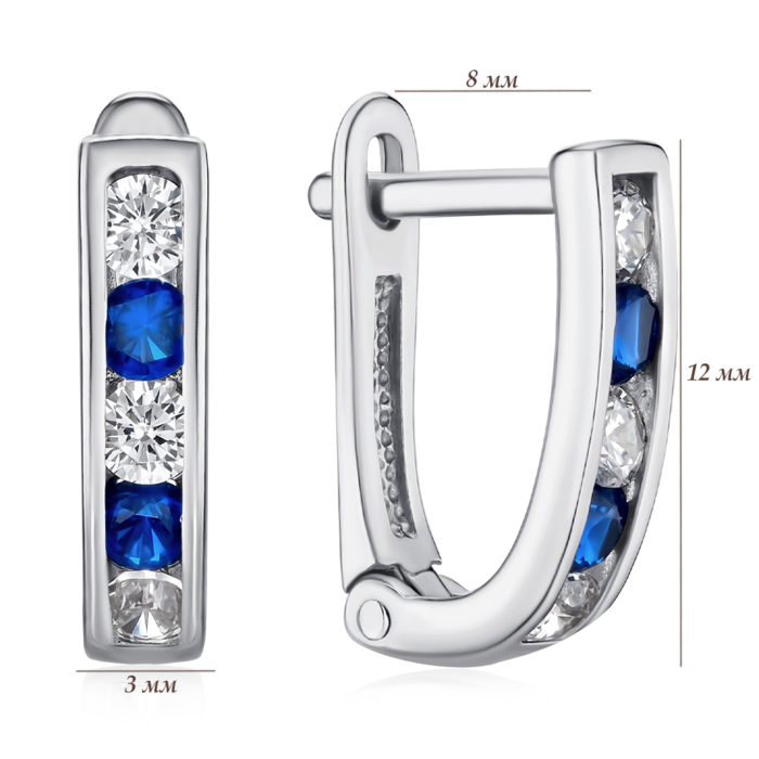 Серебряные серьги с фианитами 40515/12/1/332