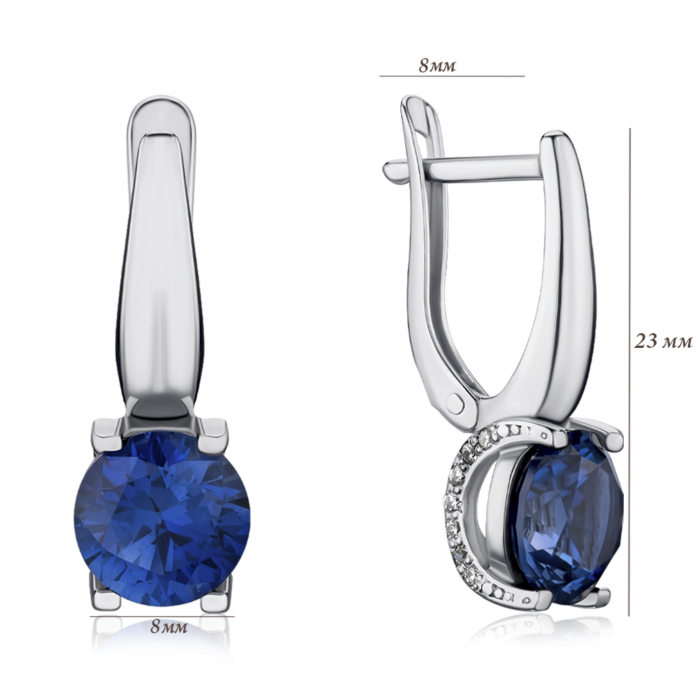 Срібні сережки з сапфіром. Артикул 40519/12/1/2295