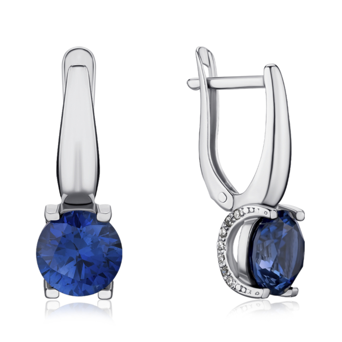 Срібні сережки з сапфіром. Артикул 40519/12/1/2295