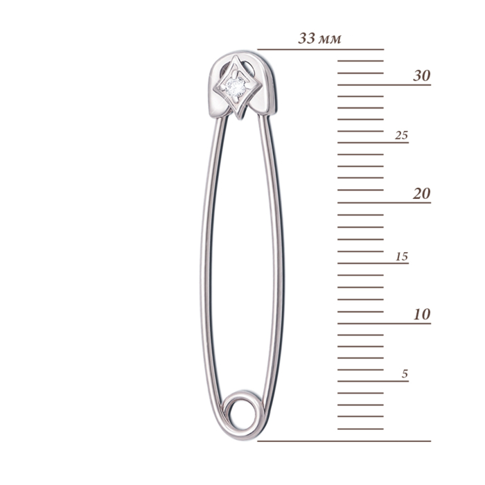 Золота брошка-булавка з фіанітом. Артикул 4052б