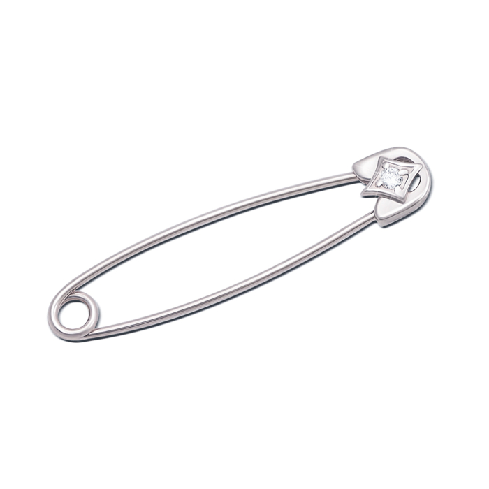 Золота брошка-булавка з фіанітом. Артикул 4052б