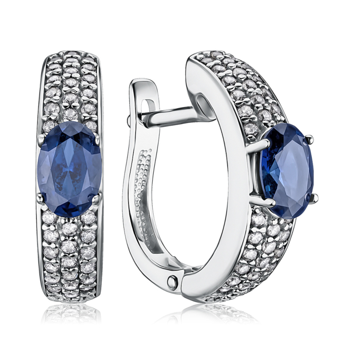 Серебряные серьги с сапфиром. Артикул 40520/12/1/1009