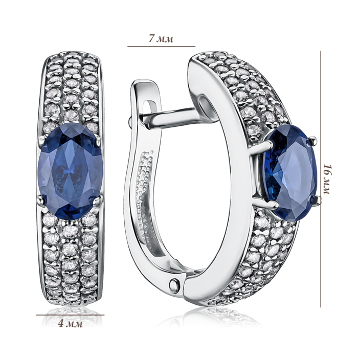 Серебряные серьги с сапфиром. Артикул 40520/12/1/1009