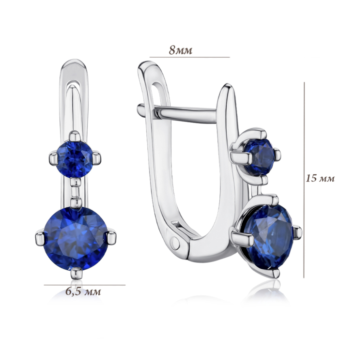 Серебряные серьги с сапфирами. Артикул 40521/12/1/2299