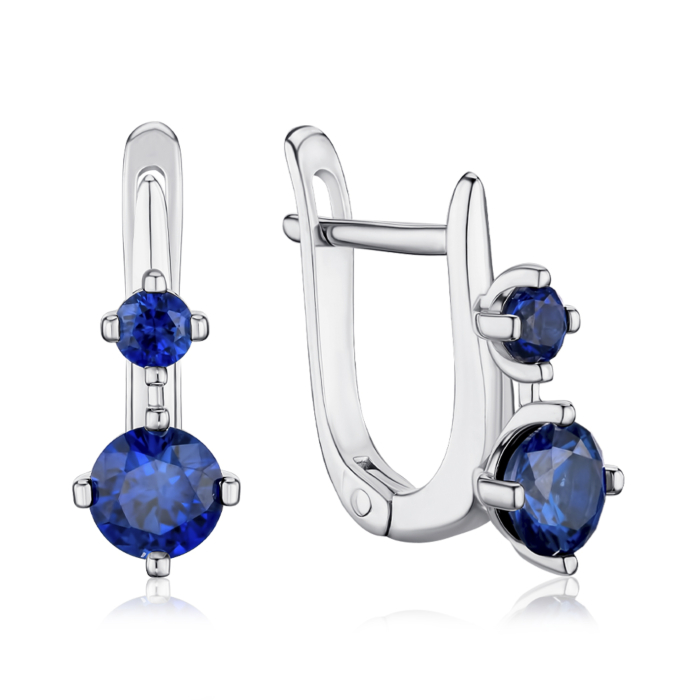 Серебряные серьги с сапфирами. Артикул 40521/12/1/2299