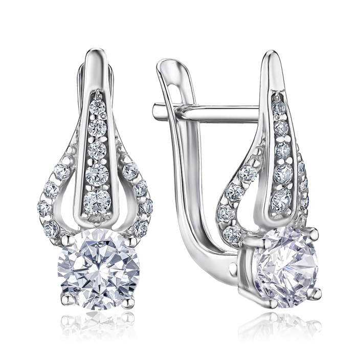 Серебряные серьги с фианитами 40534/12/1/58