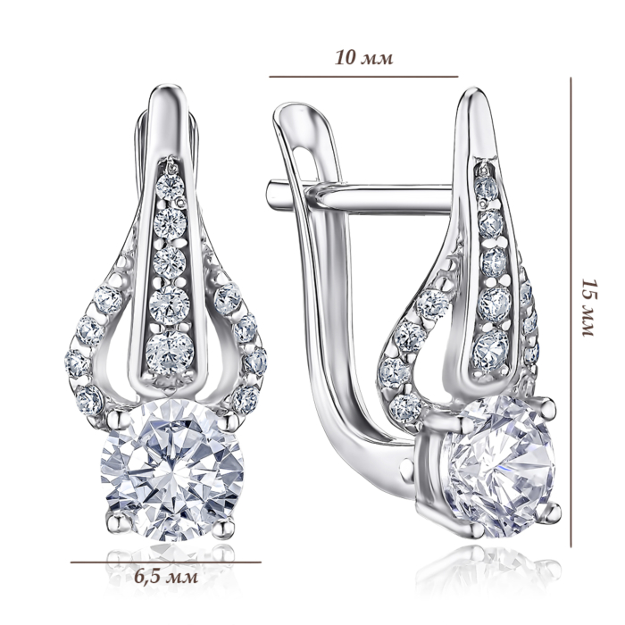 Серебряные серьги с фианитами 40534/12/1/58