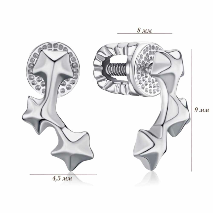 Серебряные серьги-пуссеты «Звездочки» без вставки 40556/12/1