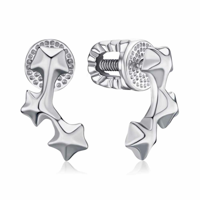 Серебряные серьги-пуссеты «Звездочки» без вставки 40556/12/1