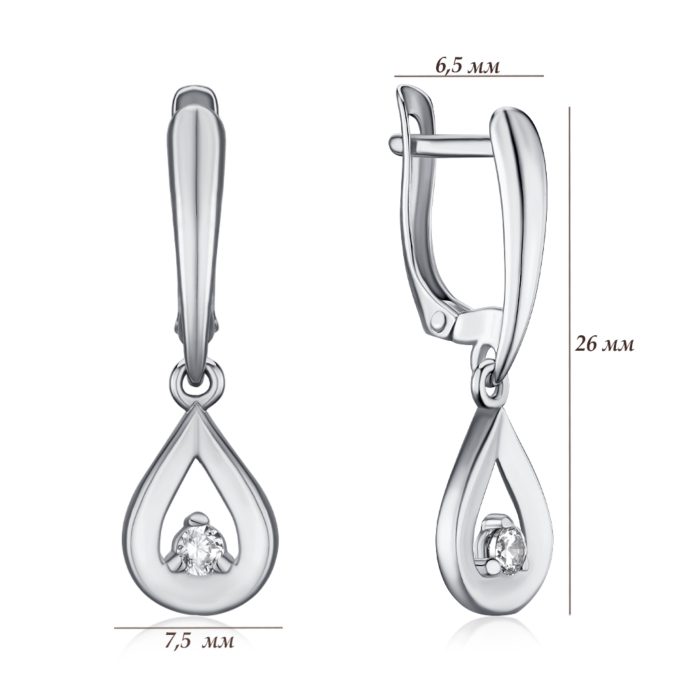 Срібні сережки з фіанітом 40557/12/1/52