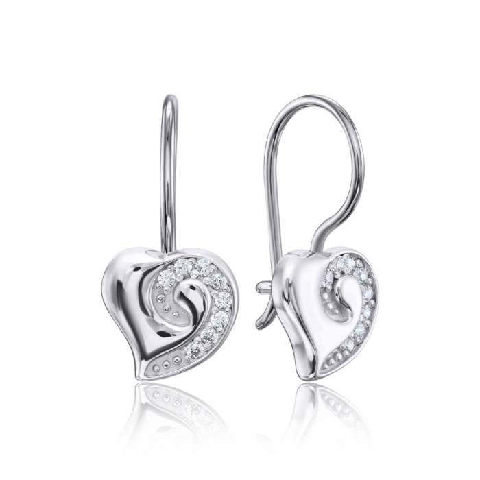 Серебряные серьги с фианитами. Артикул 40595/12/1/1