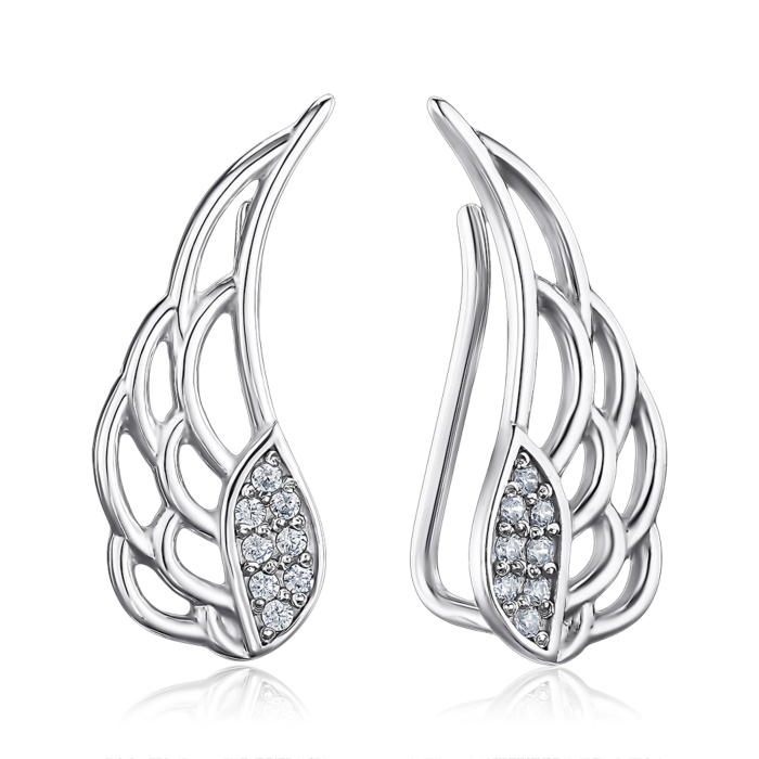 Срібні сережки кафи з фіанітами 40596/12/1/1