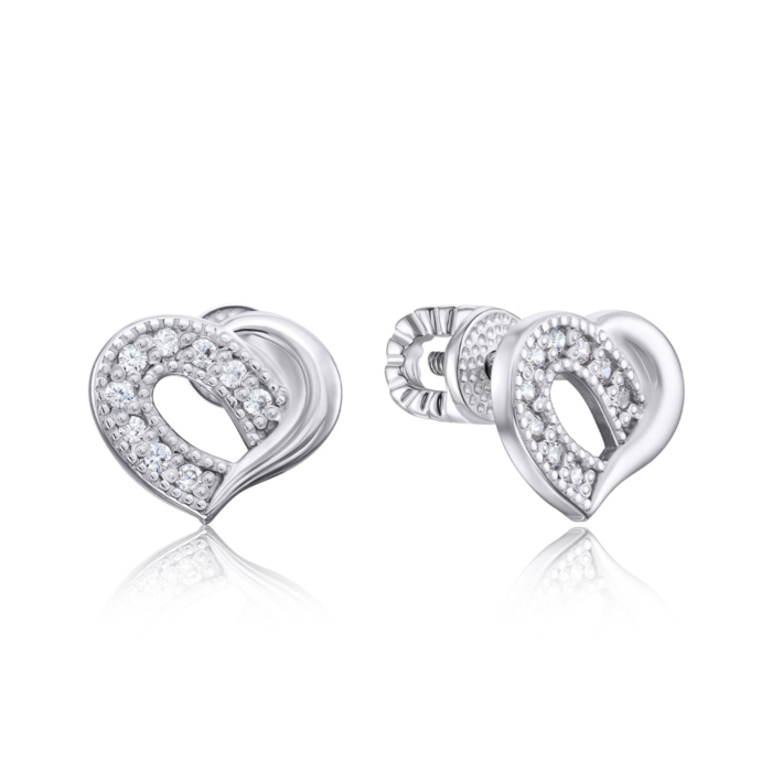 Срібні пусети з фіанітами. Артикул 40601/12/1/1