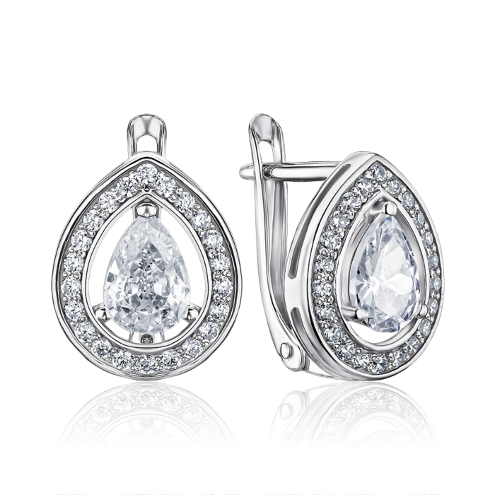 Срібні сережки з фіанітами 40605/12/1/3194