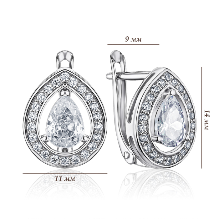 Срібні сережки з фіанітами 40605/12/1/3194