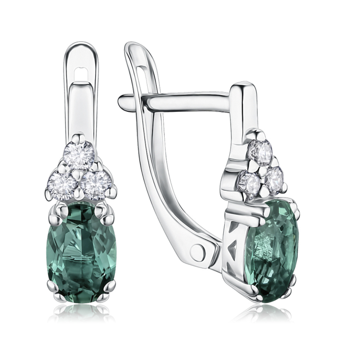 Срібні сережки з кварцем та фіанітами. Артикул 40611/12/1/3772