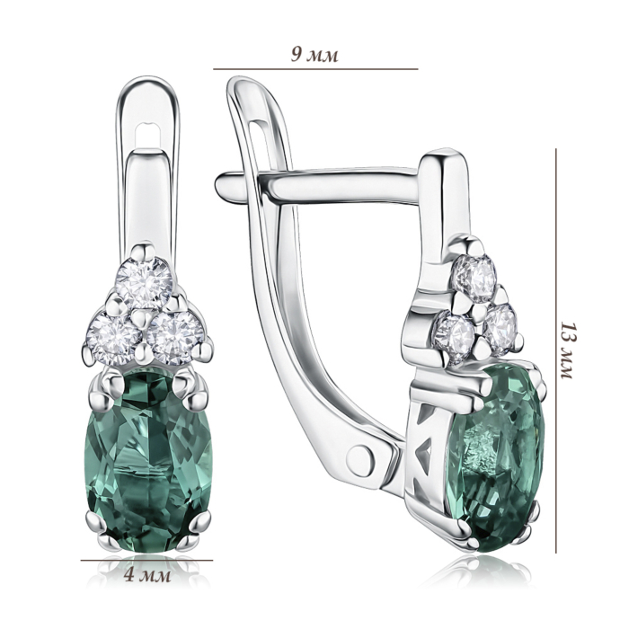 Срібні сережки з кварцем та фіанітами. Артикул 40611/12/1/3772