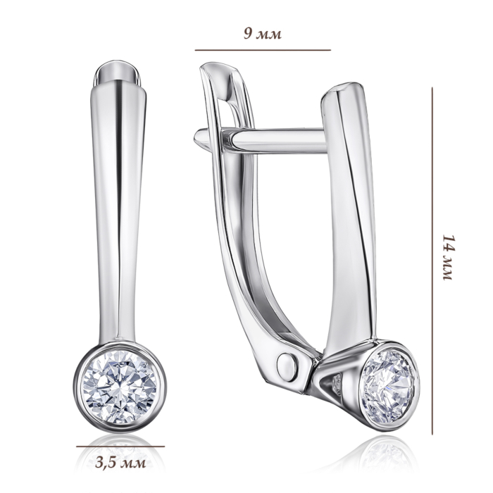 Срібні сережки з фіанітом 40621/12/1/28