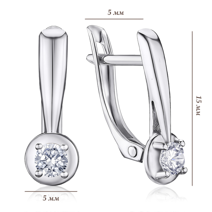 Срібні сережки з фіанітом 40624/12/1/28