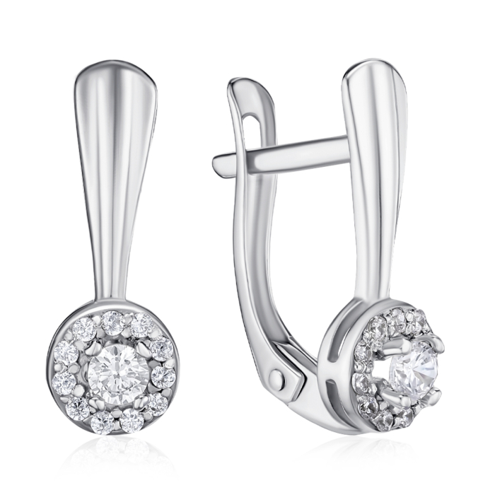 Срібні сережки з фіанітами. Артикул 40634/12/1/53
