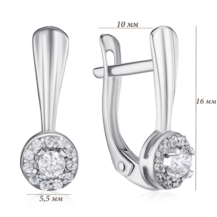 Срібні сережки з фіанітами. Артикул 40634/12/1/53