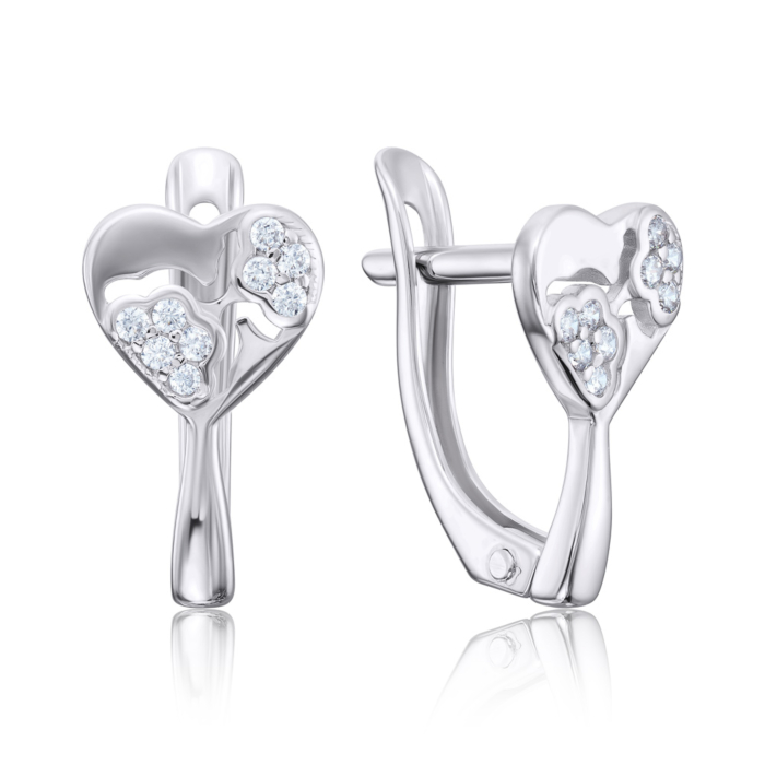 Срібні сережки з фіанітами. Артикул 40637/12/1/1