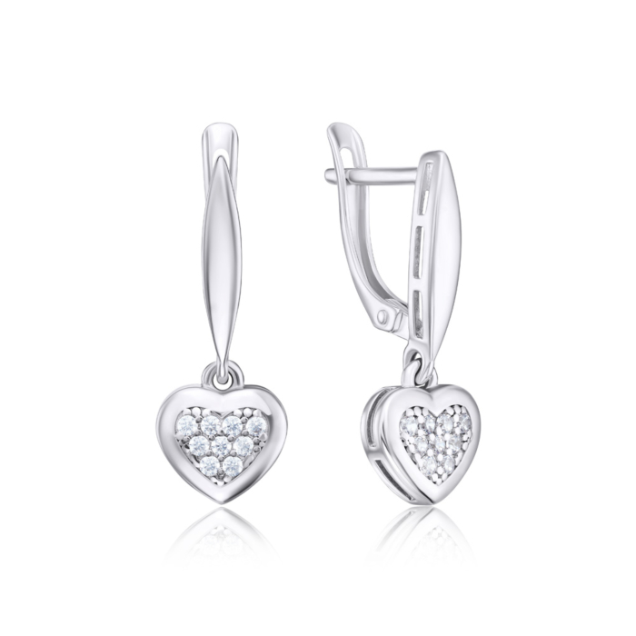 Серебряные серьги-подвески с фианитами. Артикул 40639/12/1/13