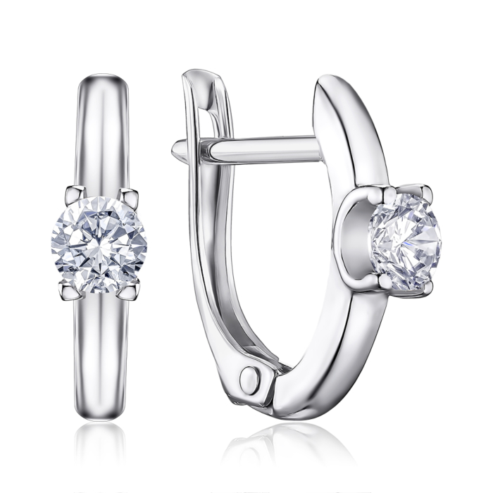 Серебряные серьги с фианитом 40645/12/1/53