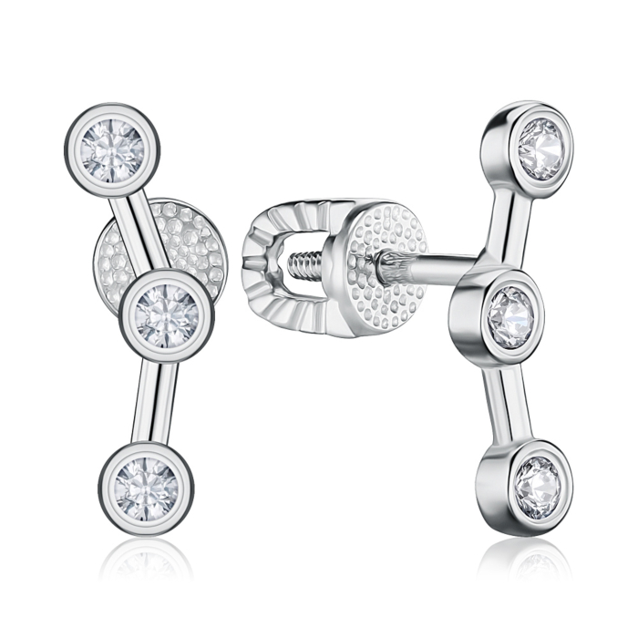 Срібні сережки з фіанітами 40665/12/1/46