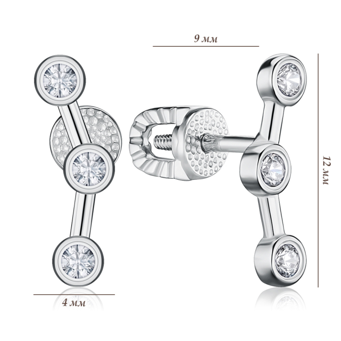 Срібні сережки з фіанітами 40665/12/1/46