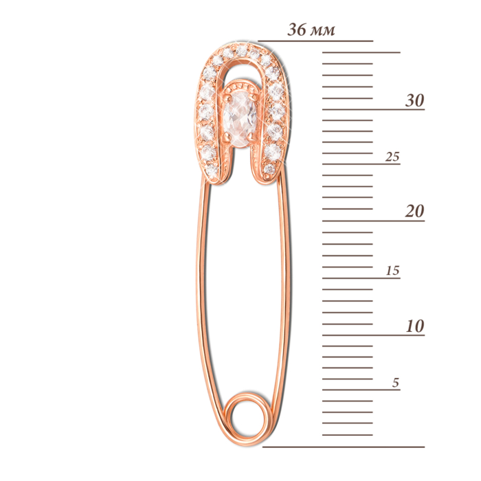 Золота брошка-булавка з фіанітами. Артикул 4071