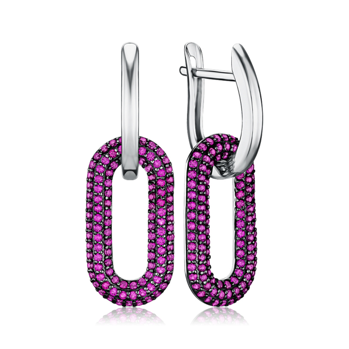 Серебряные серьги с розовыми фианитами 40727/12/1/1541