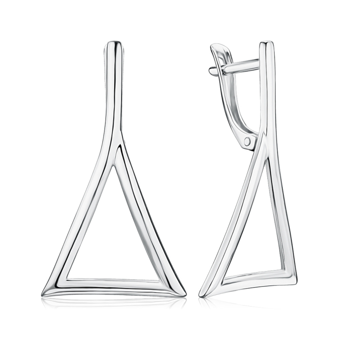 Серебряные серьги без вставки. Артикул 40729/12/1