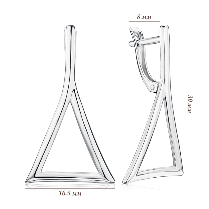 Серебряные серьги без вставки. Артикул 40729/12/1