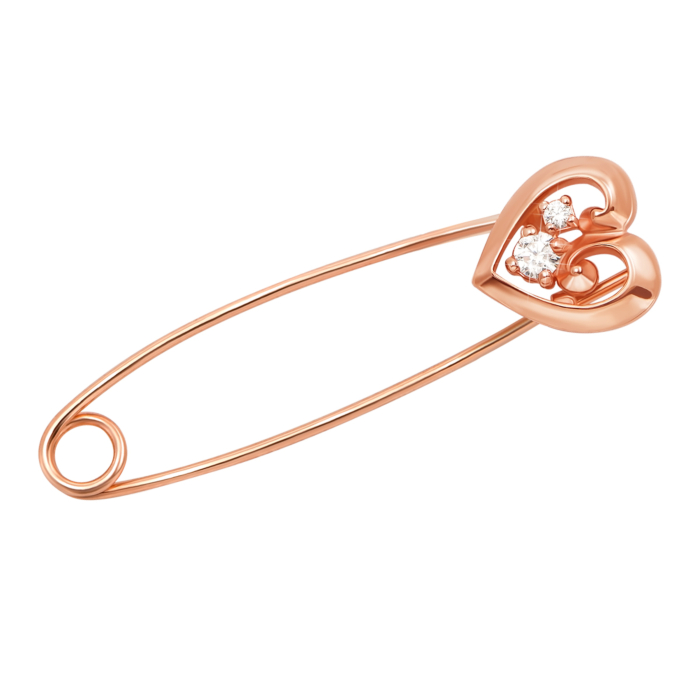 Золота брошка-булавка з фіанітами. Артикул 4072