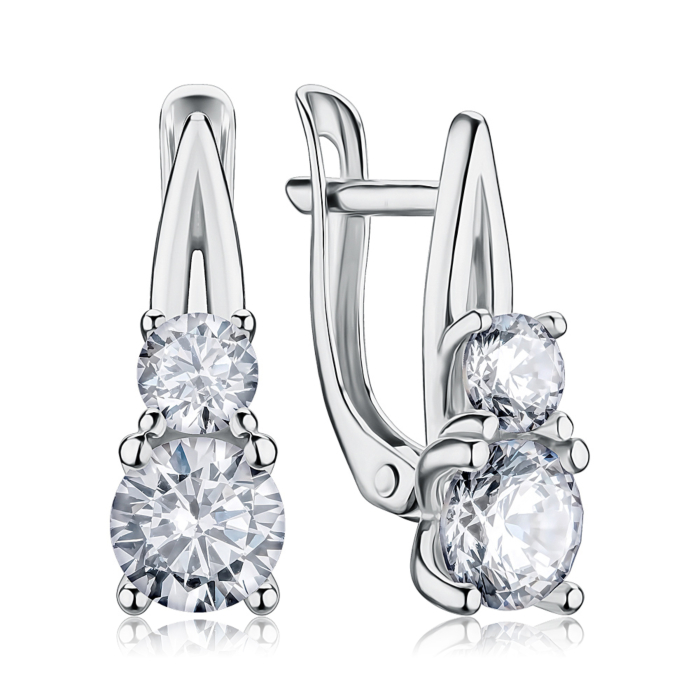 Серебряные серьги с фианитами. Артикул 40742/12/1/453