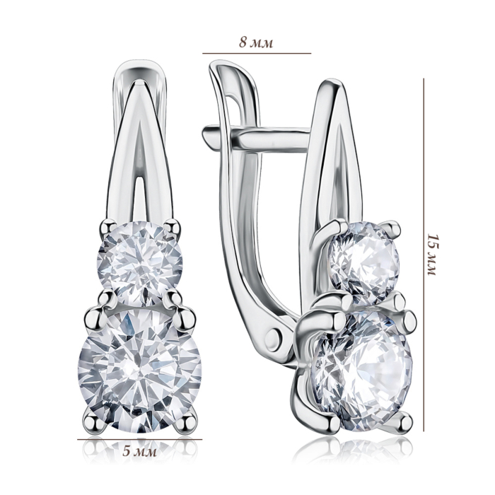 Серебряные серьги с фианитами. Артикул 40742/12/1/453