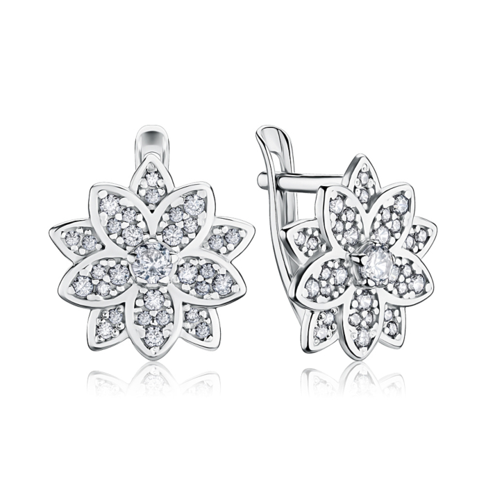 Серебряные серьги с фианитами. Артикул 40746/12/1/21007