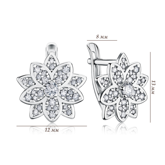 Серебряные серьги с фианитами. Артикул 40746/12/1/21007