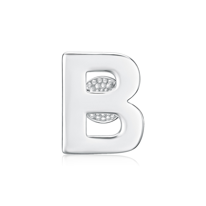 Серебряная серьга-пусета буква «В» без вставки 40756-B/12/1