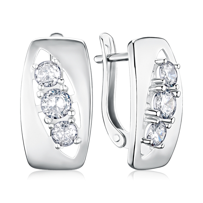 Серебряные серьги с фианитами 40768/12/1/1039