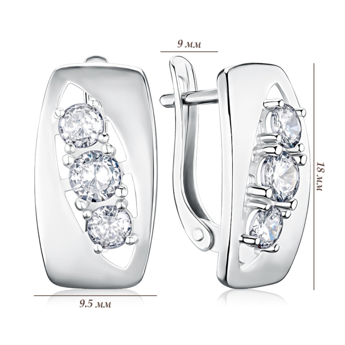 Серебряные серьги с фианитами 40768/12/1/1039