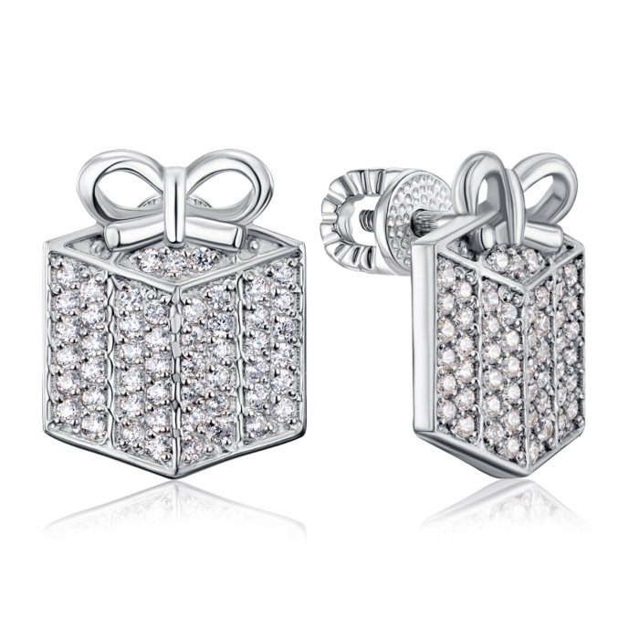 Срібні пусети з фіанітами. Артикул 40769/12/1/1