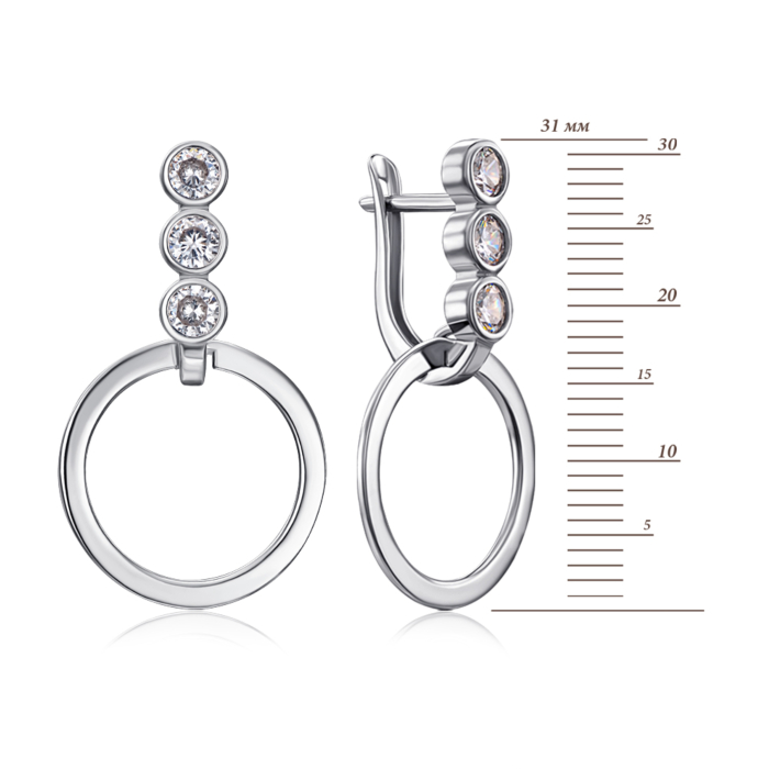 Серебряные серьги с фианитами. Артикул 40771/12/1/53