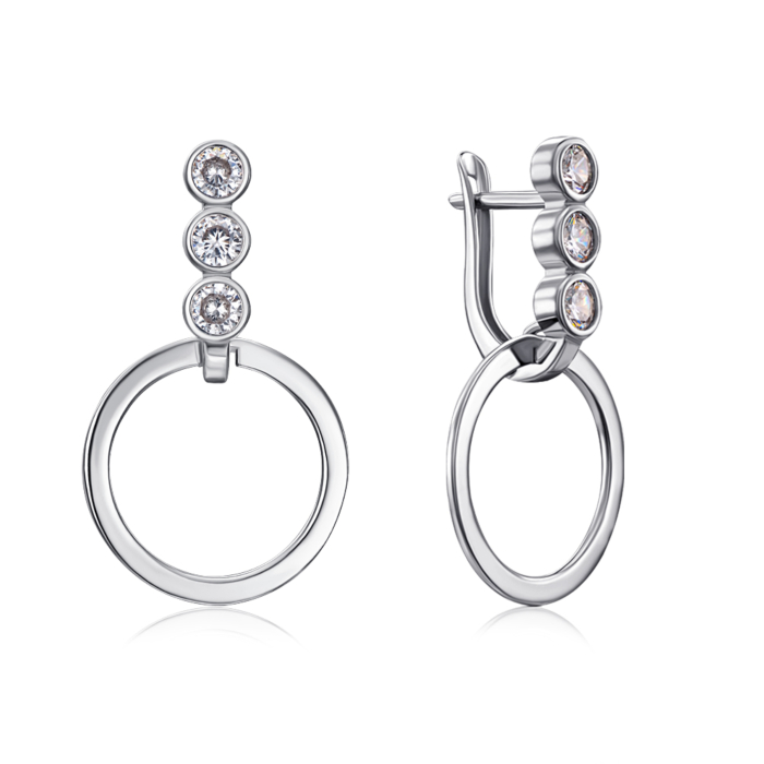 Серебряные серьги с фианитами. Артикул 40771/12/1/53